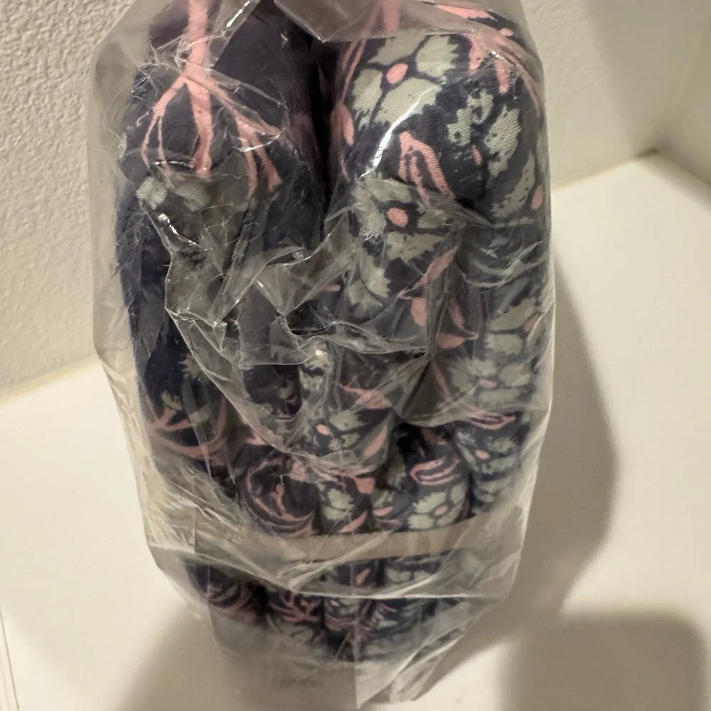 Anthropologie Dark Blue and Light Pink Botanical Quilted Pillowcases